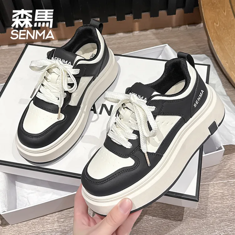 SENMA/森马小白鞋女板鞋2025春季新款厚底增高小众设计感休闲鞋子