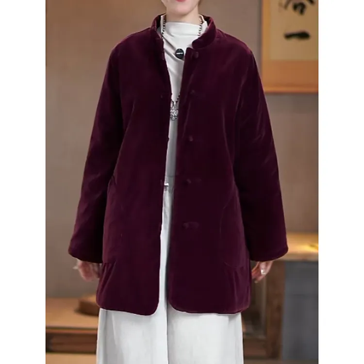 高档大气国风时尚洋气棉服外套2026冬季新款纯色百搭盘扣保暖棉衣