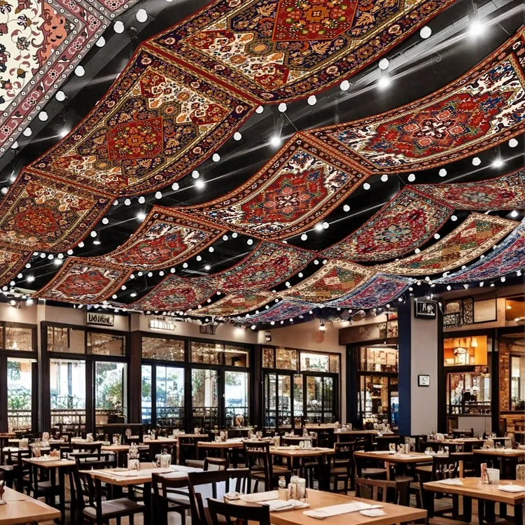 波西米亚民族风天幕挂布定制餐厅吊顶复古波斯风装饰布挂毯背景布