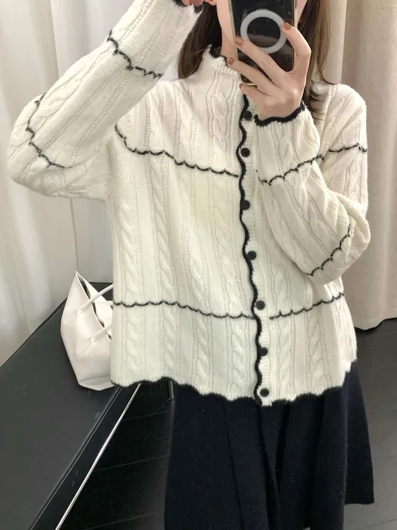 100羊毛开衫宽松时尚减龄简约百搭针织百搭薄款女士上衣