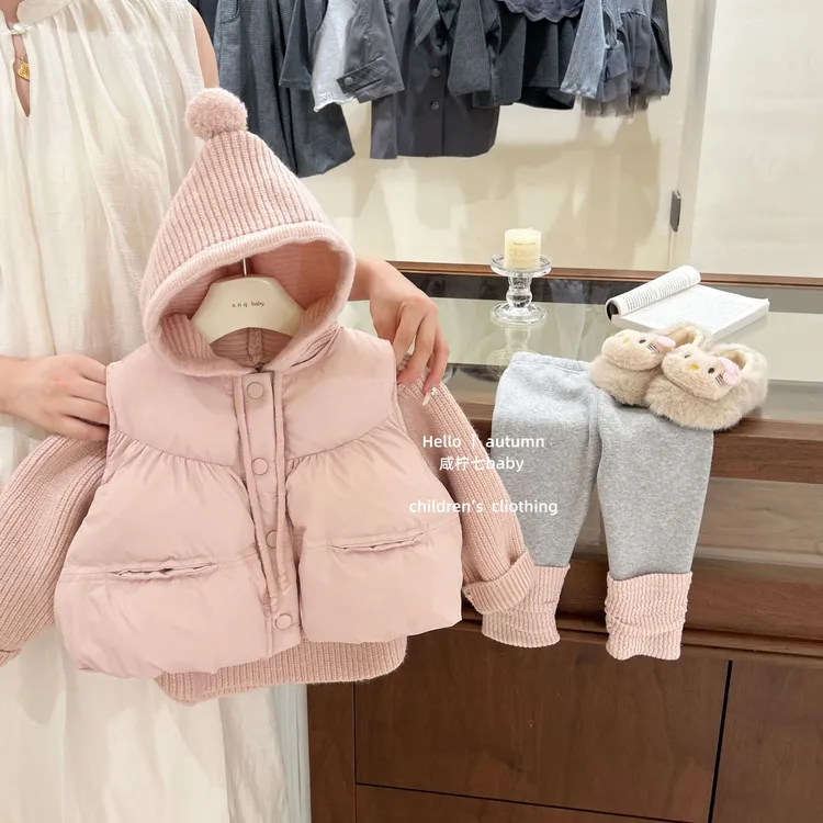 【咸柠七】超乖！女童毛衣冬装洋气儿童针织衫宝宝连帽打底衫上衣冬