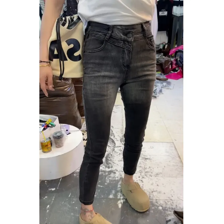 2025早秋新款高腰显瘦大码复古弹力渐变小脚裤