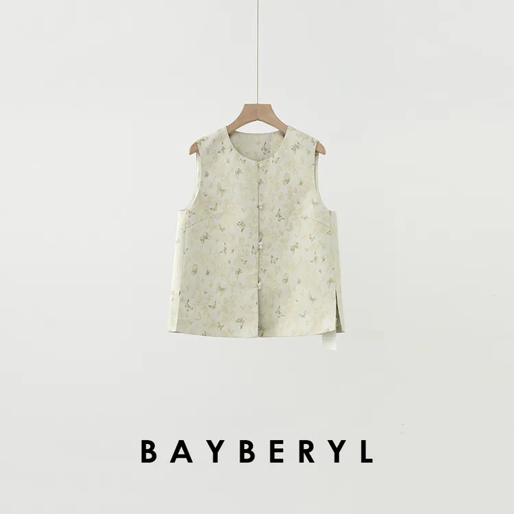 CC09-BAYBERYL老贝花蝶绮梦*德喜新中式提花真丝25秋马甲MJ5H2101