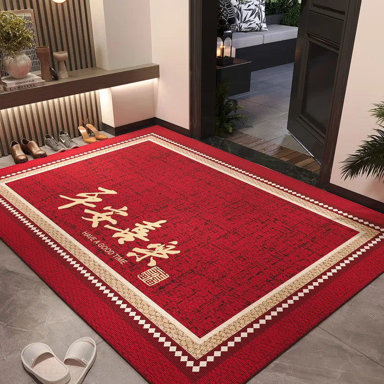 入户门地垫2025新款红色喜庆玄关大门口防滑除尘耐脏脚垫耐磨地毯