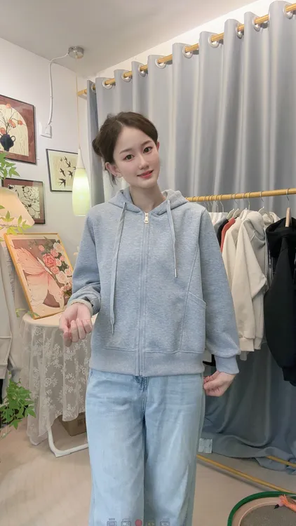 2025新款秋季外套拉链卫衣女士外套休闲宽松百搭爆款热卖正肩卫衣