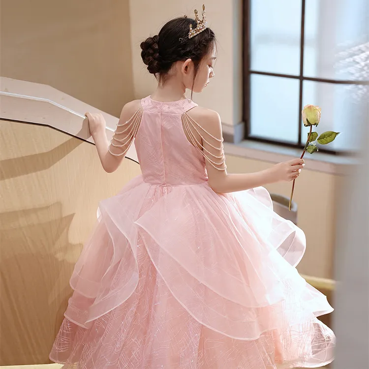 儿童礼服裙轻奢小众高端女童主持人生日公主裙花童女孩钢琴晚礼服