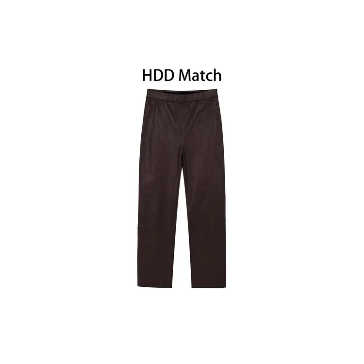 HDD- "德莱瑞娜" 绵羊皮 女款修身定制爆裂纹真皮皮裤 Y1044