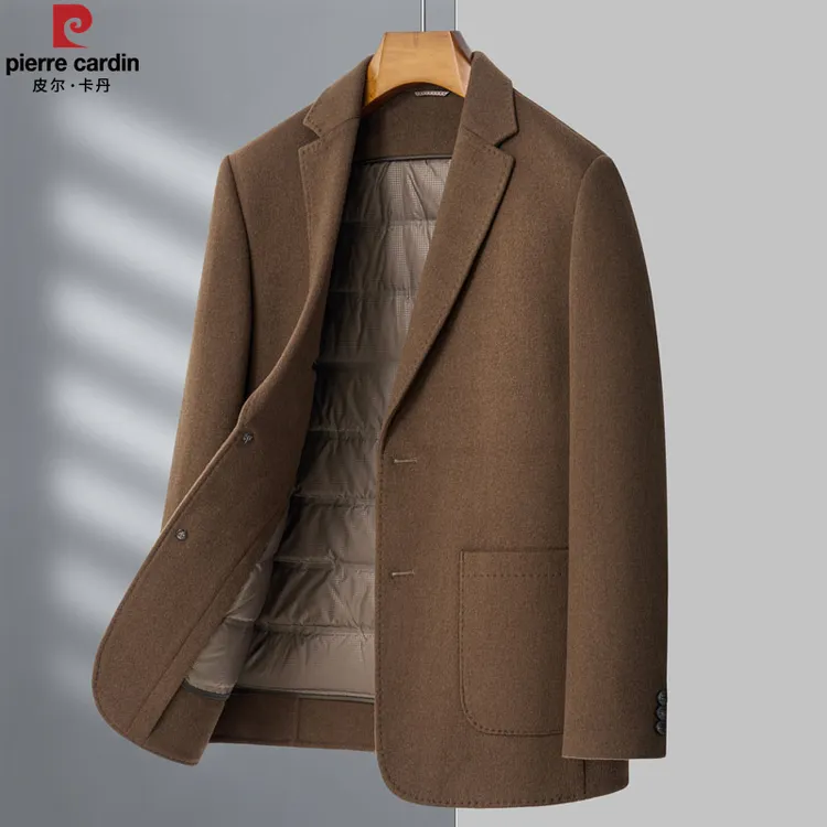 皮尔卡丹高端羊毛呢西服男秋冬季新款可拆卸内胆加厚休闲西单上衣