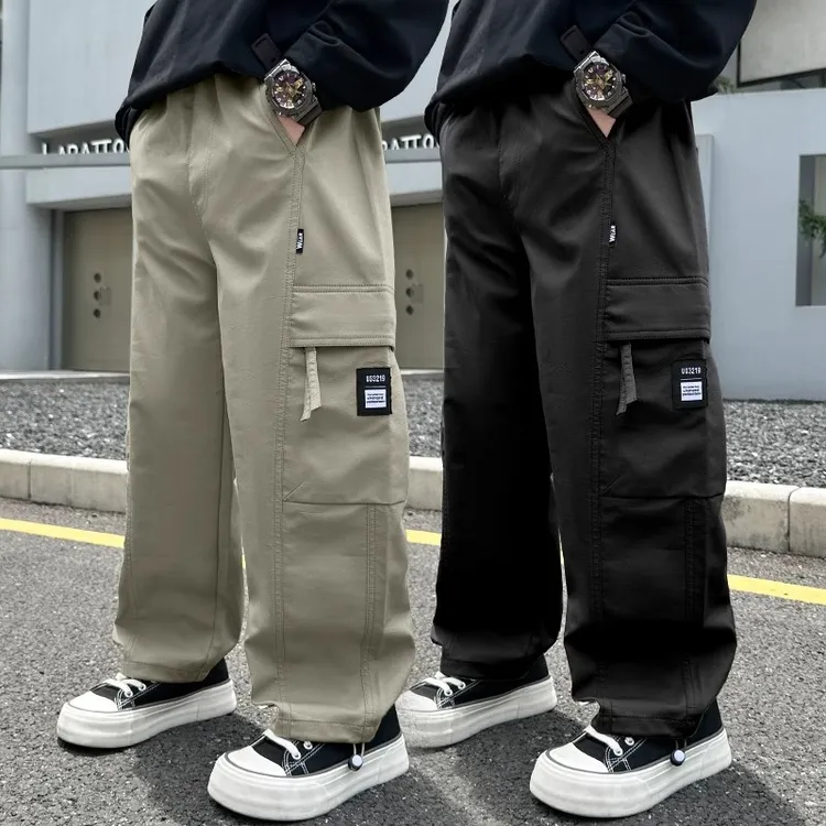 儿童春秋休闲裤2025新款男孩韩版宽松直筒裤中大童洋气百搭工装裤