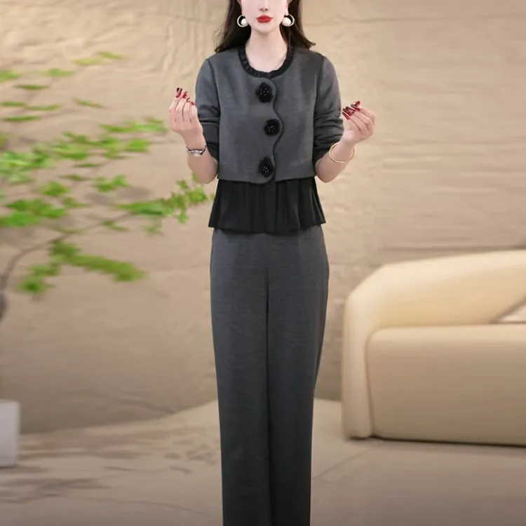 空气云感丝小香风时尚套装2025春季新款韩版显瘦洋气质休闲两件套