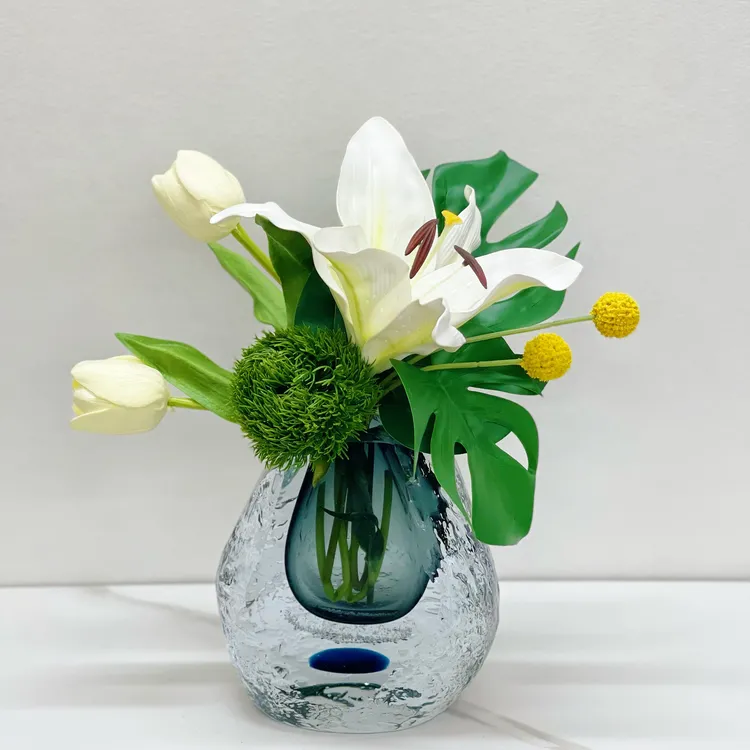 百合琉璃花瓶轻奢高级感客厅插花瓶摆件高端现代简约艺术装饰餐花