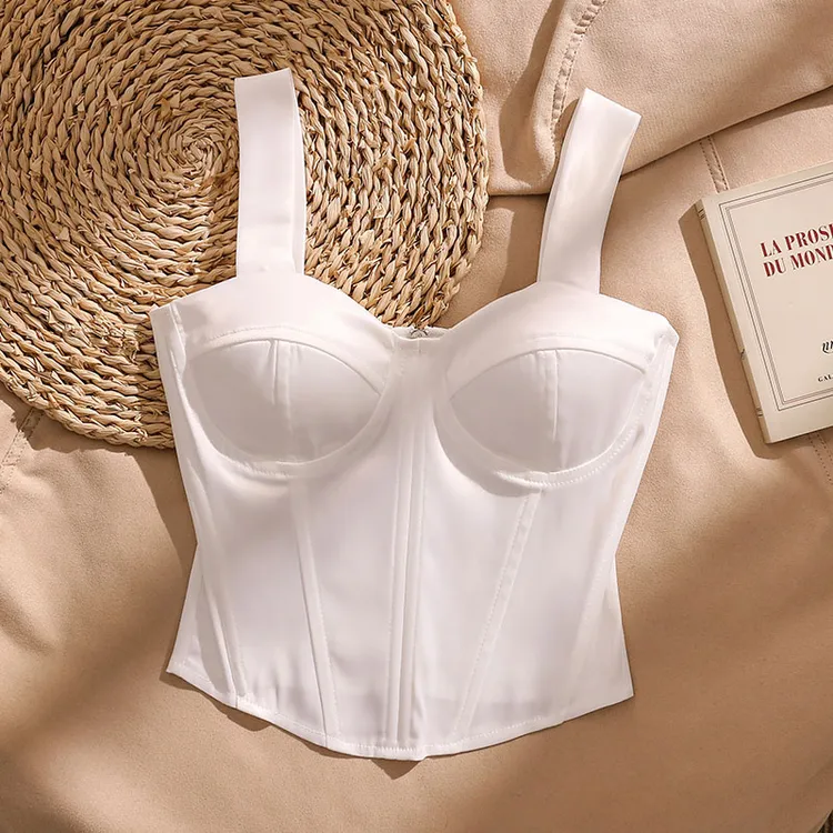 法式吊带背心女内搭束腰胸垫性感修身辣妹设计感小众收腰抹胸上衣