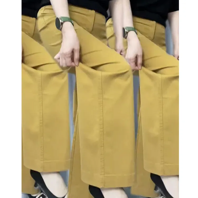 2025年春季新款牛仔棉直筒女高腰宽松显瘦彩色女裤时尚百搭休闲裤