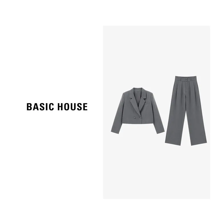 Basic House/百家好秋季气质时尚梭织百搭简约套装-B0625B5JFP2