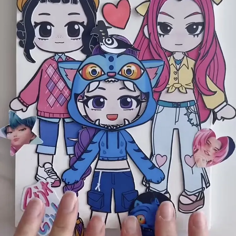 韩国KPOP猎魔女团天使解压周边换装贴纸儿童手工创意diy益智玩具