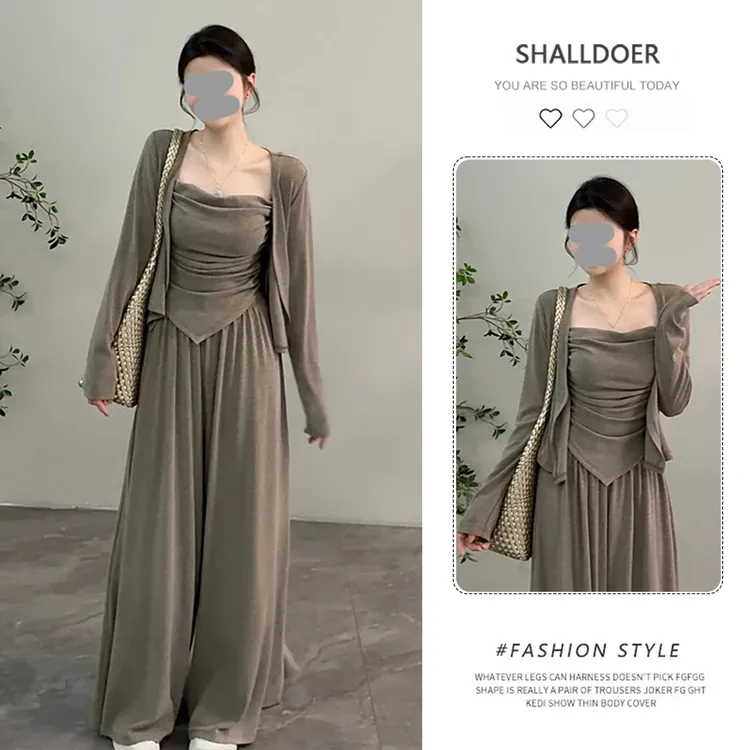 2025慵懒风秋季长袖外套针织衫休闲裤女款时尚套装时髦潮流