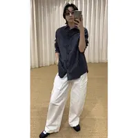 HERLAND她地【白牛】美式复古镰刀裤宽松显瘦工装裤