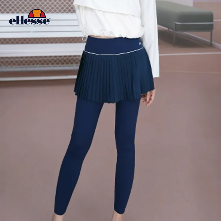 Ellesse25秋冬新款网球运动裤假两件百褶裙裤高腰修身型时尚