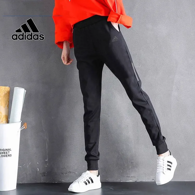 Adidas阿迪达斯女裤女款速干运动裤黑色长裤官网旗舰正品CW5773