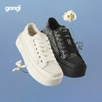 【鞠婧祎同款】GONGJI小香风板鞋女方头厚底增高帆布鞋百搭欧若风DR
