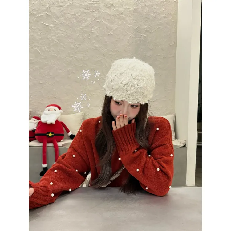 晶咕【晨曦雾色】慵懒氛围钉珠毛衣半身裙套装