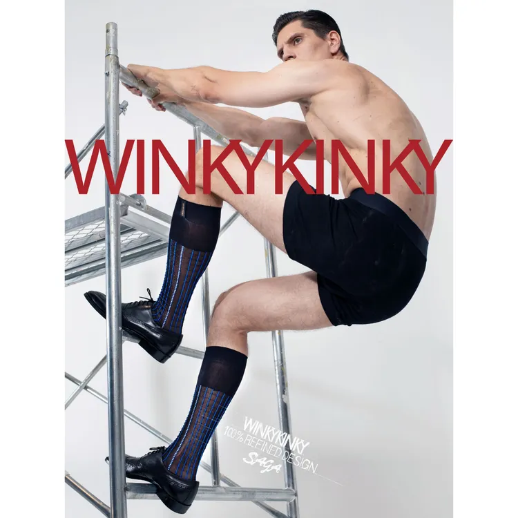 WINKYKINKY021男士正装长筒锦纶丝袜「限定」箭纹提花绅士袜正装袜