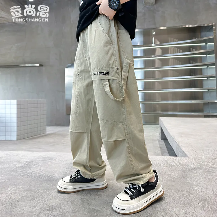 儿童工装裤秋装2025新款男童春秋款裤子大童休闲裤宽松男孩长裤潮