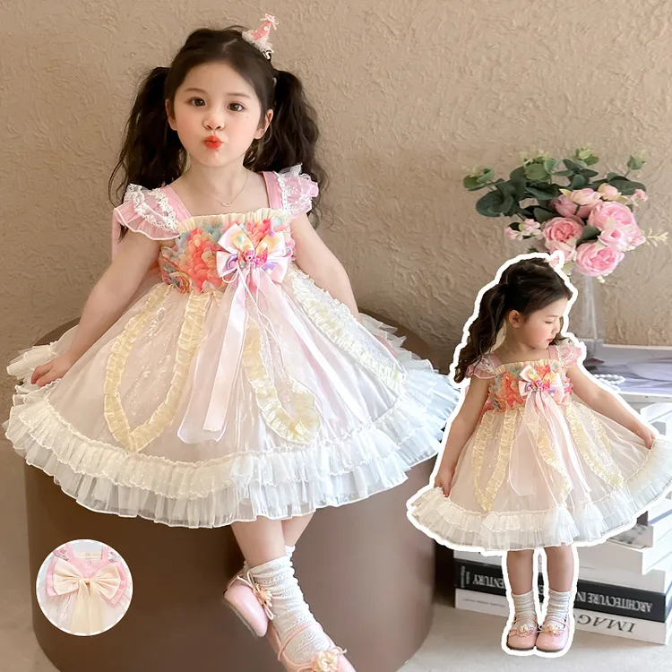 小女孩生日公主裙女宝宝夏天洛丽塔蓬蓬裙甜美可爱夏季女童连衣裙