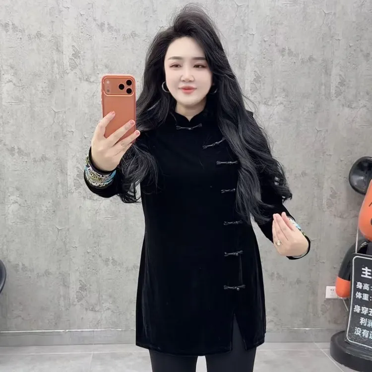 新中式气质高级中长款T恤衫