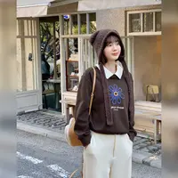 法儿家韩国限定【新品85折】【花朵可露丽】FS509S088翻领花朵卫衣