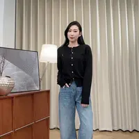 【若若美】M-0674纯棉小刺绣细针贝壳扣针织开衫女士百搭针织衫上衣