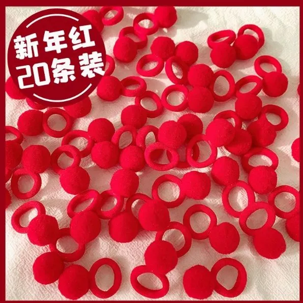 新年发饰宝宝扎头发儿童拇指发圈不伤发弹性好女童扎辫子红色头绳