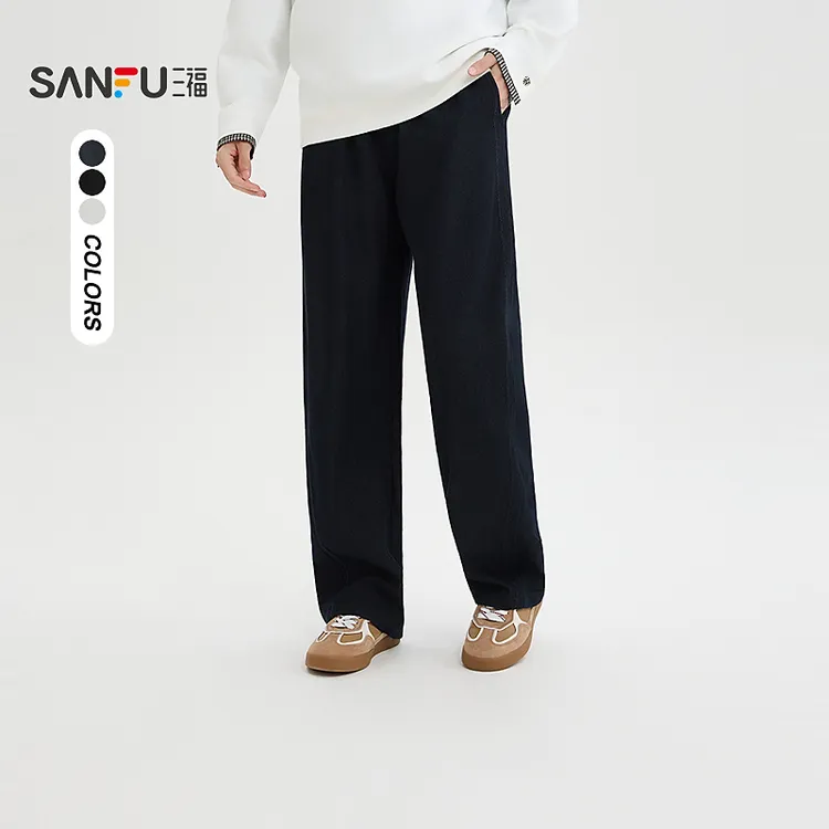 SANFU/三福【流光风】莱赛尔高固色酵洗男休闲宽松直筒牛仔裤511216