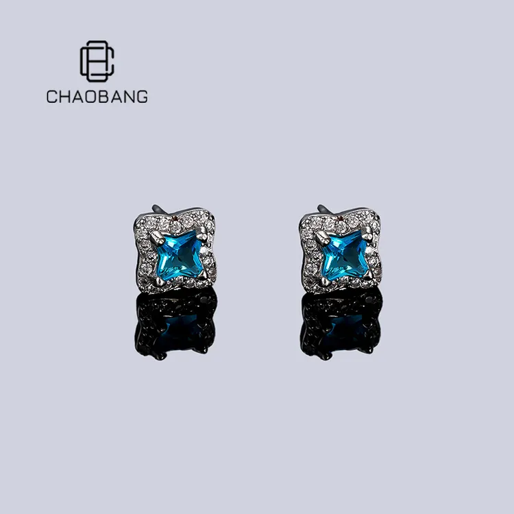 chaobang/潮邦 铜合金耳饰 镶钻美式四叶草耳钉个性北极星ins耳饰