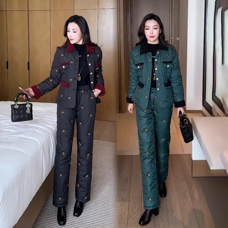 冬装时尚套装今年新款减龄洋气质休闲女装加绒加厚时髦两件套裤潮
