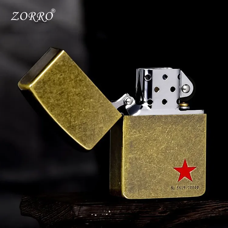 正品ZORRO原装五角星煤油打火机手工高档老式经典送男士创意礼品