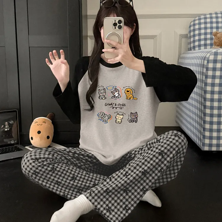 春秋季睡衣女款纯棉宽松长袖休闲甜美2025新款可爱卡通家居服套装