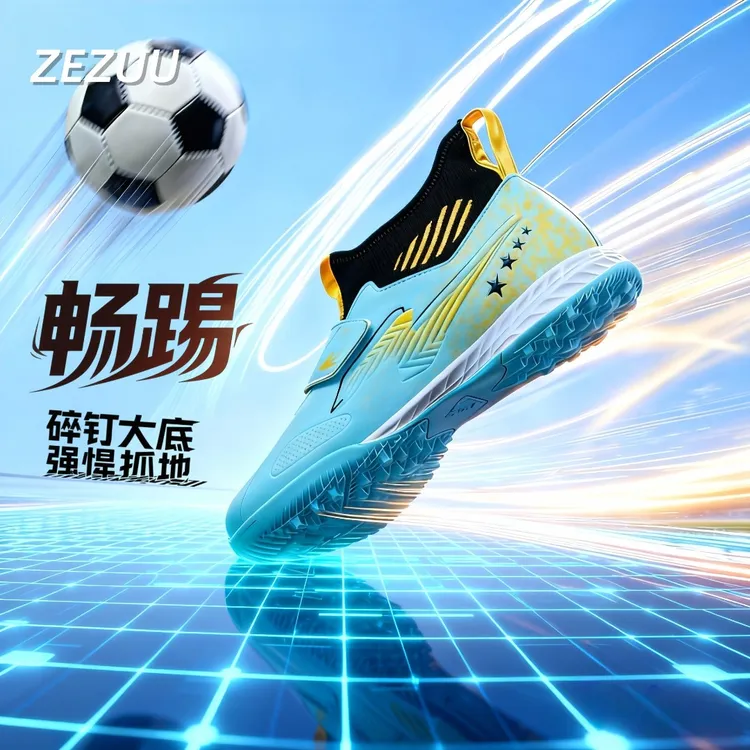 振足足球鞋超纤皮面上车【驰童2.0】碎钉青少年透气减震球鞋儿童