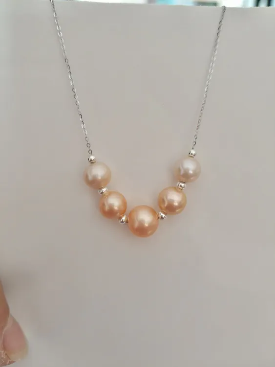 天然淡水珍珠项链时尚优雅 链子925银