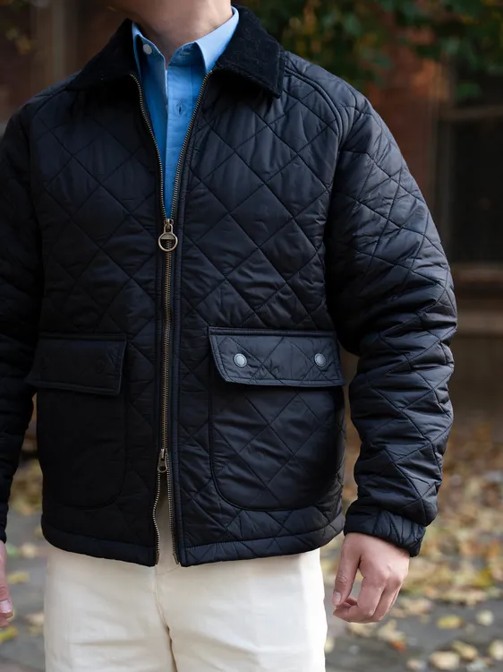 warpspeed灯芯绒Dom绗缝夹克外套菱格棉衣棉服