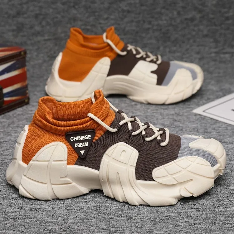 2025透气薄款新款飞织厚底鞋防滑软底运动休闲男士鞋夏季运动鞋