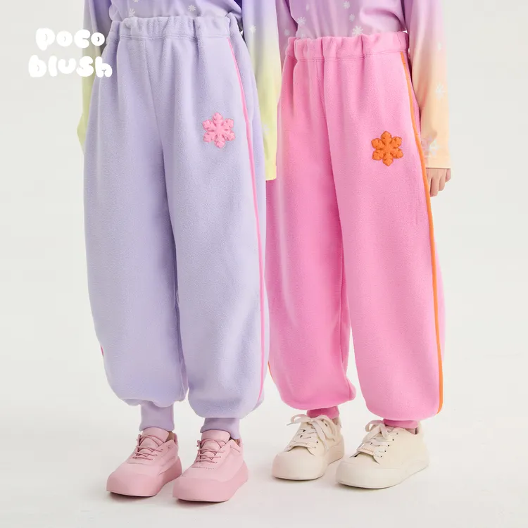 pocoblush小小雪花暖绒长裤女童秋冬2025新款温暖舒适摇粒绒裤子