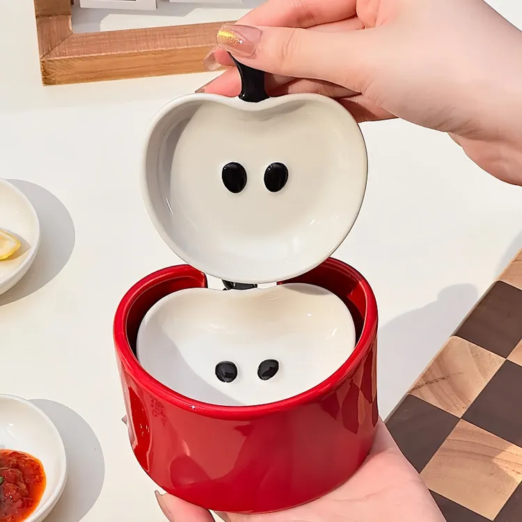 网红高颜值苹果蘸料碟陶瓷味碟高档可爱家用调味小碟创意收纳套装