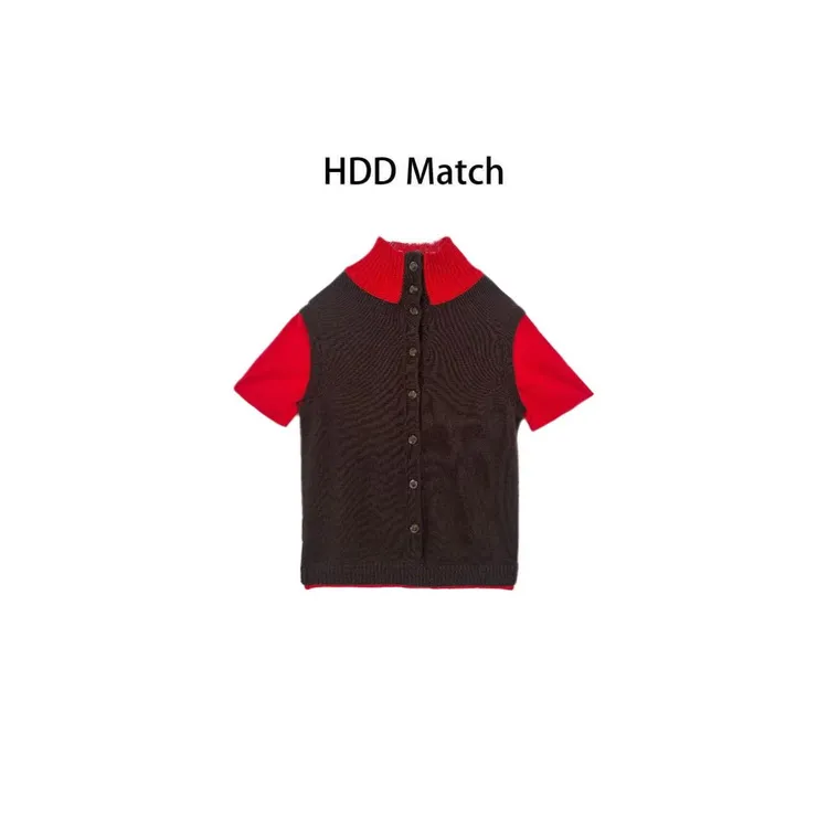 HDD- "拼色方式" 秋冬女款撞色针织修身韩版毛衣上衣 Y9820