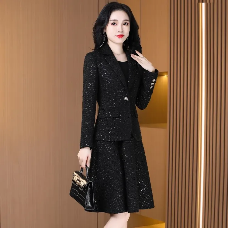 小香风套装连衣裙女春秋冬2025新款今年爆款轻奢高级感品牌两件套