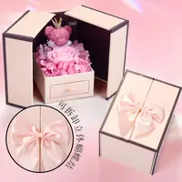 首饰盒/箱永生花首饰盒高级感玫瑰花礼品盒双开门情人节礼物首饰