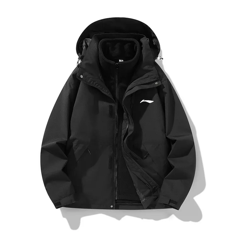 李LN宁三合一可拆卸防风防水男女同款秋冬户外潮流加厚保暖冲锋衣