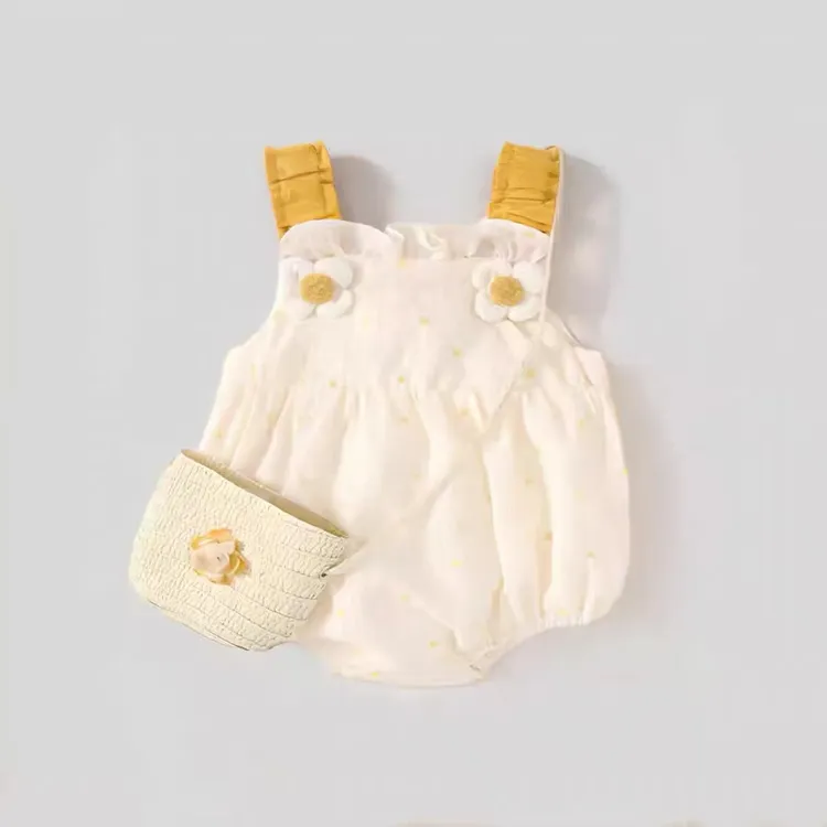 婴幼儿夏季女宝宝吊带小花夏季薄款包屁衣
