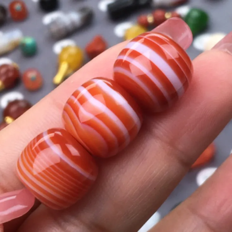 三文鱼缠丝玛瑙老型尺寸13.8mm配顶珠配珠文玩配饰菩提配饰