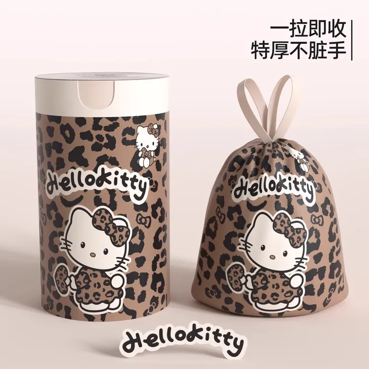 免撕hellokitty垃圾袋家用加厚抽绳手提式超大号厨房厨余专用特厚